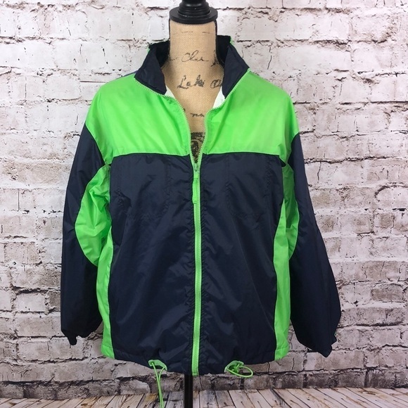 CB Carolina Bay Blue/ Green Rain Jacket Size Large - Picture 1 of 10